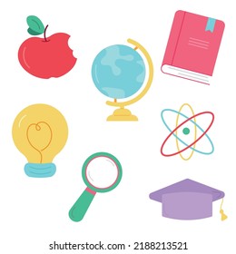 A set of school items. Back to School. Vector illustration on white background