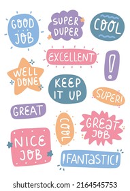 set of school labels, stickers, tags with inspirational quotes isolated on white background. EPS 10