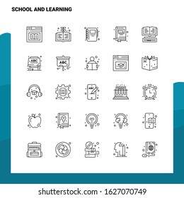 Set of School And Learning Line Icon set 25 Icons. Vector Minimalism Style Design Black Icons Set. Linear pictogram pack.