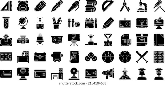 conjunto de iconos de escuela y lección sobre fondo transparente