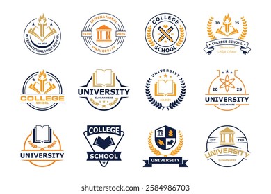 Set of School logo design badge. University emblem template.