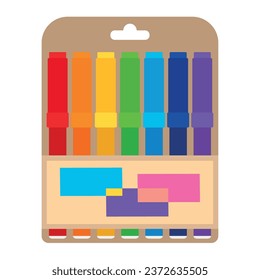 Set of school markers on white background