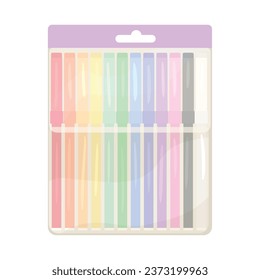 Set of school markers on white background