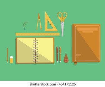 set of school materials vector illustration flat style

