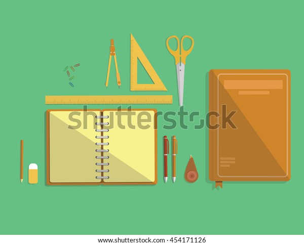set of school materials vector illustration\
flat style\
\
