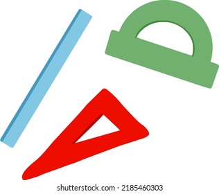 Set of school measuring rulers, vector illustration. School lineup