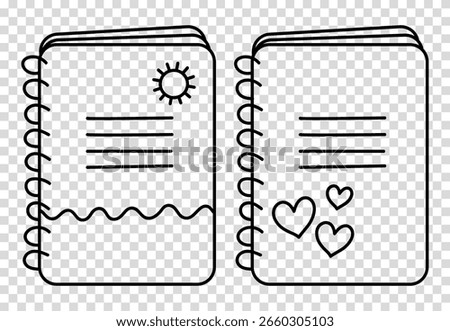 Set of school notebooks, isolated vector illustration on transparent background