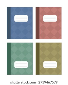 Conjunto de cuadernos escolares sobre un fondo blanco. Ilustración vectorial