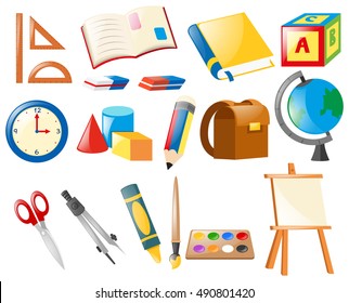 Set of school objects illustration