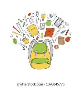 Set of school objects. Isolated design elements. 