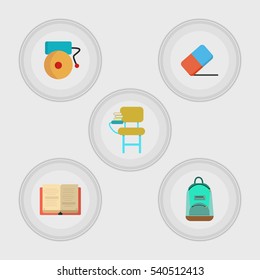 Set of school related icons flat  illustration isolated sign symbol