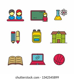 Set of school related vector illustration, set of school related icon 