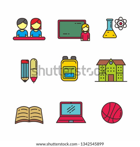 Set of school related vector illustration, set of school related icon 