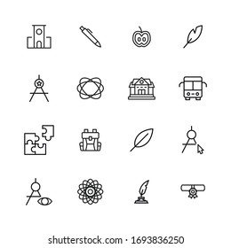 Set of school related vector line icons. Premium linear symbols pack. Vector illustration isolated on a white background. Web symbols for web sites and mobile app. Trendy design. 