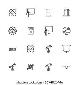 Conjunto de iconos de línea vectorial relacionados con la escuela. Paquete de símbolos lineales Premium. Ilustración vectorial aislada en un fondo blanco. Símbolos web para sitios web y aplicaciones móviles. Diseño moderno. 