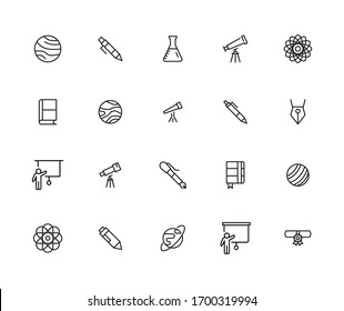Set of school related vector line icons. Premium linear symbols pack. Vector illustration isolated on a white background. Web symbols for web sites and mobile app. Trendy design. 