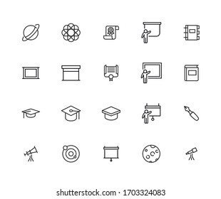 Set of school related vector line icons. Premium linear symbols pack. Vector illustration isolated on a white background. Web symbols for web sites and mobile app. Trendy design. 