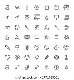 Set of school related vector line icons. Premium linear symbols pack. Vector illustration isolated on a white background. Web symbols for web sites and mobile app. Trendy design. 