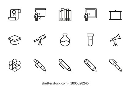 Satz von bildbezogenen Vektorgrafik-Symbolen. Premium-Paket mit linearen Symbolen. Vektorgrafik einzeln auf weißem Hintergrund. Web-Symbole für Webseiten und mobile App. Trendloses Design.