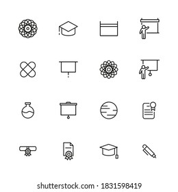 Set of school related vector line icons. Premium linear symbols pack. Vector illustration isolated on a white background. Web symbols for web sites and mobile app. Trendy design.