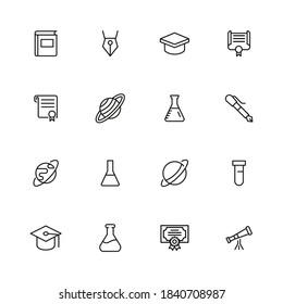 Set of school related vector line icons. Premium linear symbols pack. Vector illustration isolated on a white background. Web symbols for web sites and mobile app. Trendy design.
