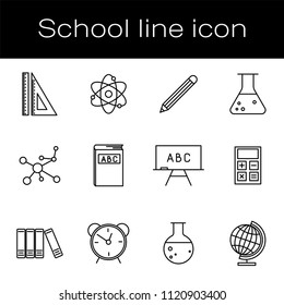 Set School and Science, Education line icons - student learning and graduation symbols isolated on white background. Flat design. Vector Illustration
