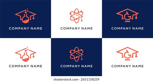 Set of School science logo design combine