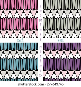 set of school seamless pattern with pencils