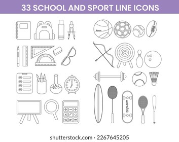 Set of school and sport line icon for your decoration picture