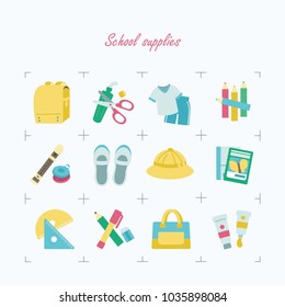 Set of school supplies for back to school. isolated vector icons.