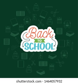 set of school supplies circular pattern