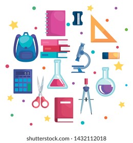 set of school supplies and education elementary