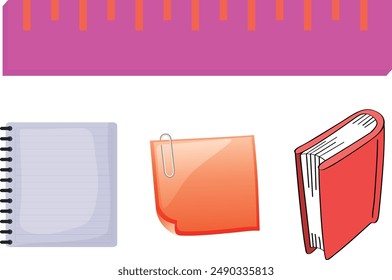Set of school supplies and education stickers. Back to school. Backpack, books, globe, paints, ruler, pen, pencil. Suitable for prints, cards, paper crafts, scrapbooking, covers, textiles, wallpapers.
