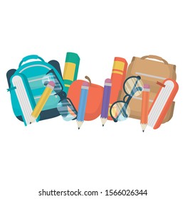 set of school supplies educations icons vector illustration design