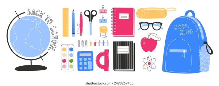 Set of School Supplies Elements