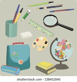 Set of school supplies. Office supplies. vector