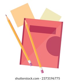 Set of school supplies on white background