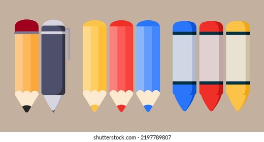 A set of school supplies. Stationery, creativity, hobby, art tools.