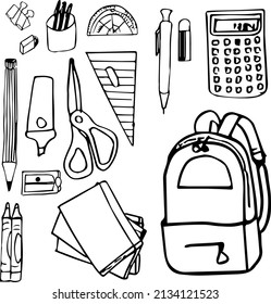 Set School Supplies Tools Design