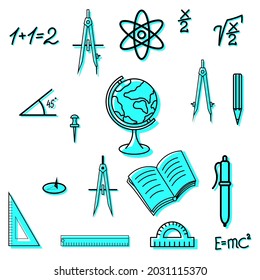 Set of school supplies, vector illustration