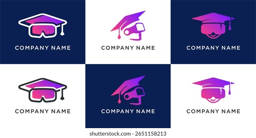 Set of school tech VR logo design