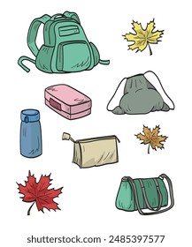 Set of school things for the school year. Isolated elements on a white background. Back to school.