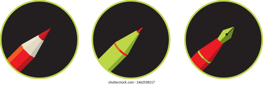 Set of school tool round icon