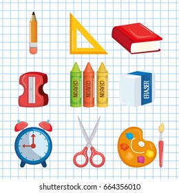 set school tools vector illustration with concept elements