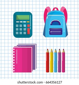 set school tools vector illustration with concept elements