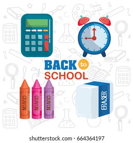 set school tools vector illustration with concept elements