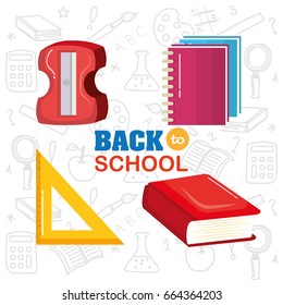 set school tools vector illustration with concept elements