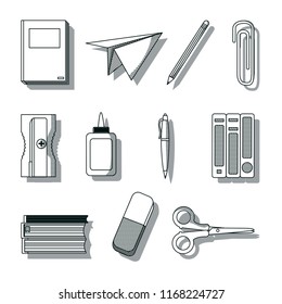 Set of school utensils draws