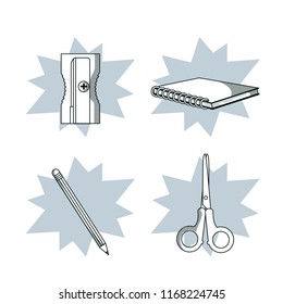Set of school utensils draws