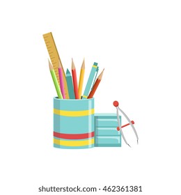 Set of School Utensils In Plactic Cup
